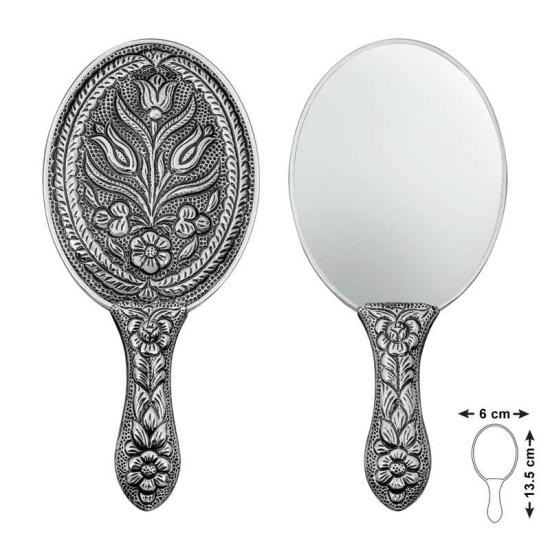 Gümüş Lale Motifli El Aynası