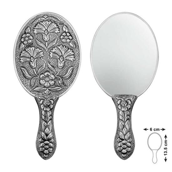 Gümüş Karanfi Motifli El Aynası