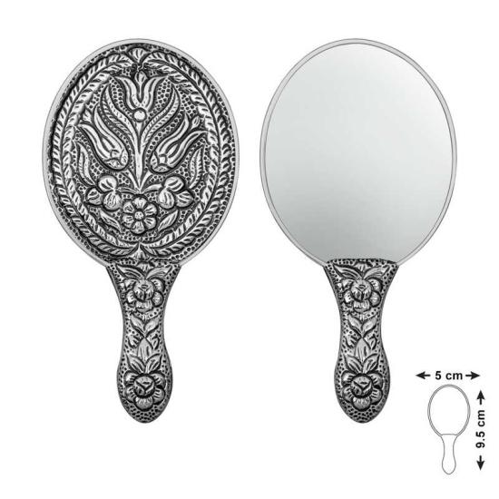 Gümüş Lale Motifli El Aynası