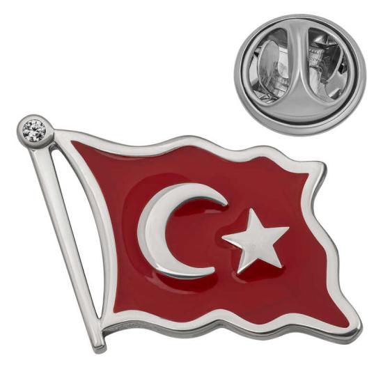 Gümüş Türk Bayrağı Rozet
